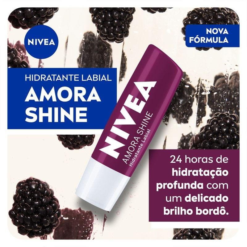Hidratante Labial Nivea Amora Shine 4,8g em Oferta na Shopee
