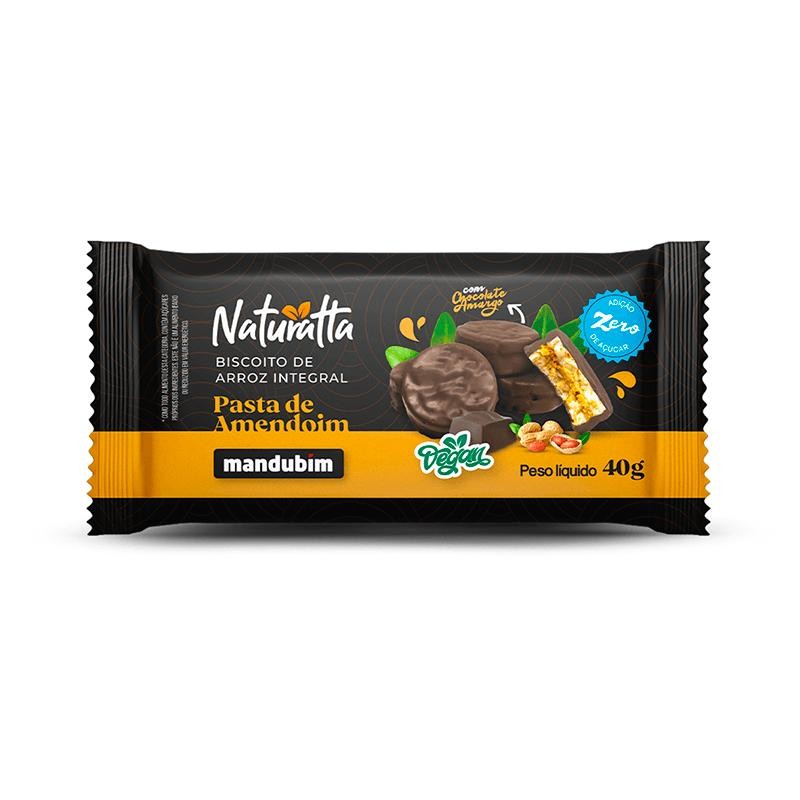 Biscoito Arroz Integral Naturatta Pasta de Amendoim com Cobertura Sabor Chocolate Amargo 40g
