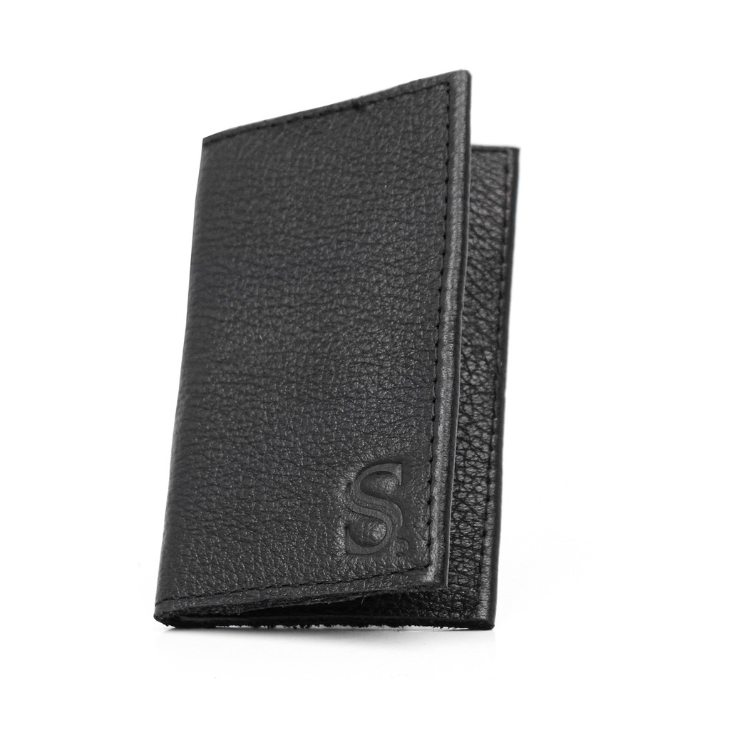 Carteira Porta Cartão Slim Couro Legitimo Preta Fina Rg Cnh Cartões Cedulas Documento Minimalista