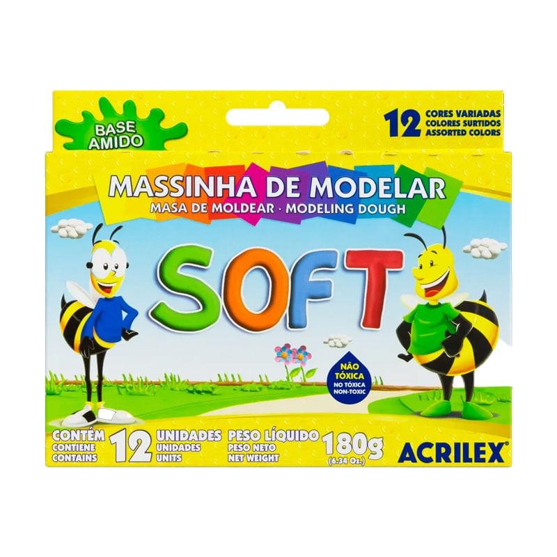 Massinha de Modelar Acrilex Soft 12 Unidades - Mom & Baby
