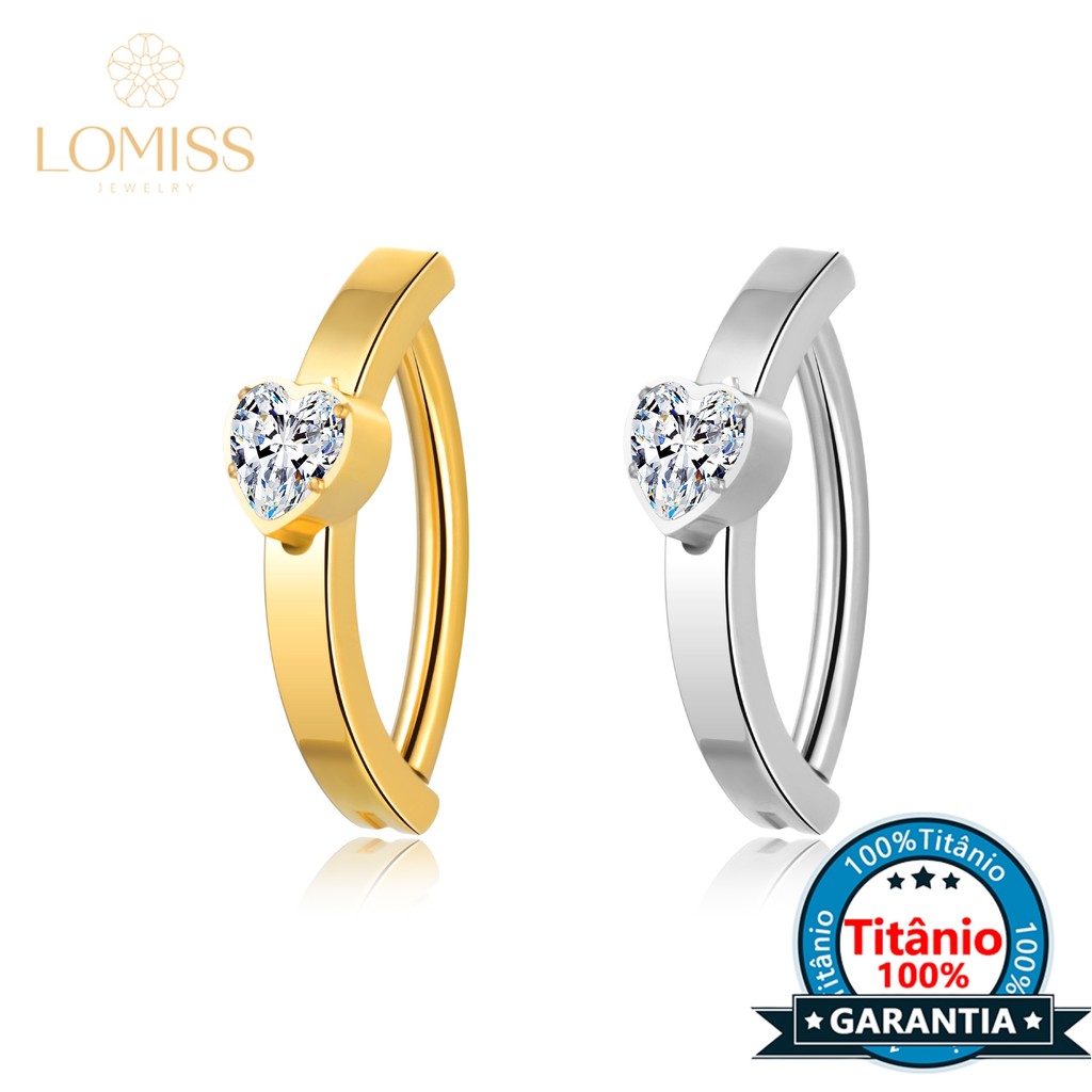 Piercing Argola Umbigo Titânio Coração Zircônia em Oferta na Shopee