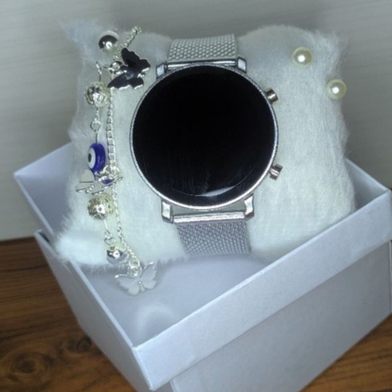 Kit Relógios Esportivo Digital Led redondo Feminino Watch + Pulseiras Luxo