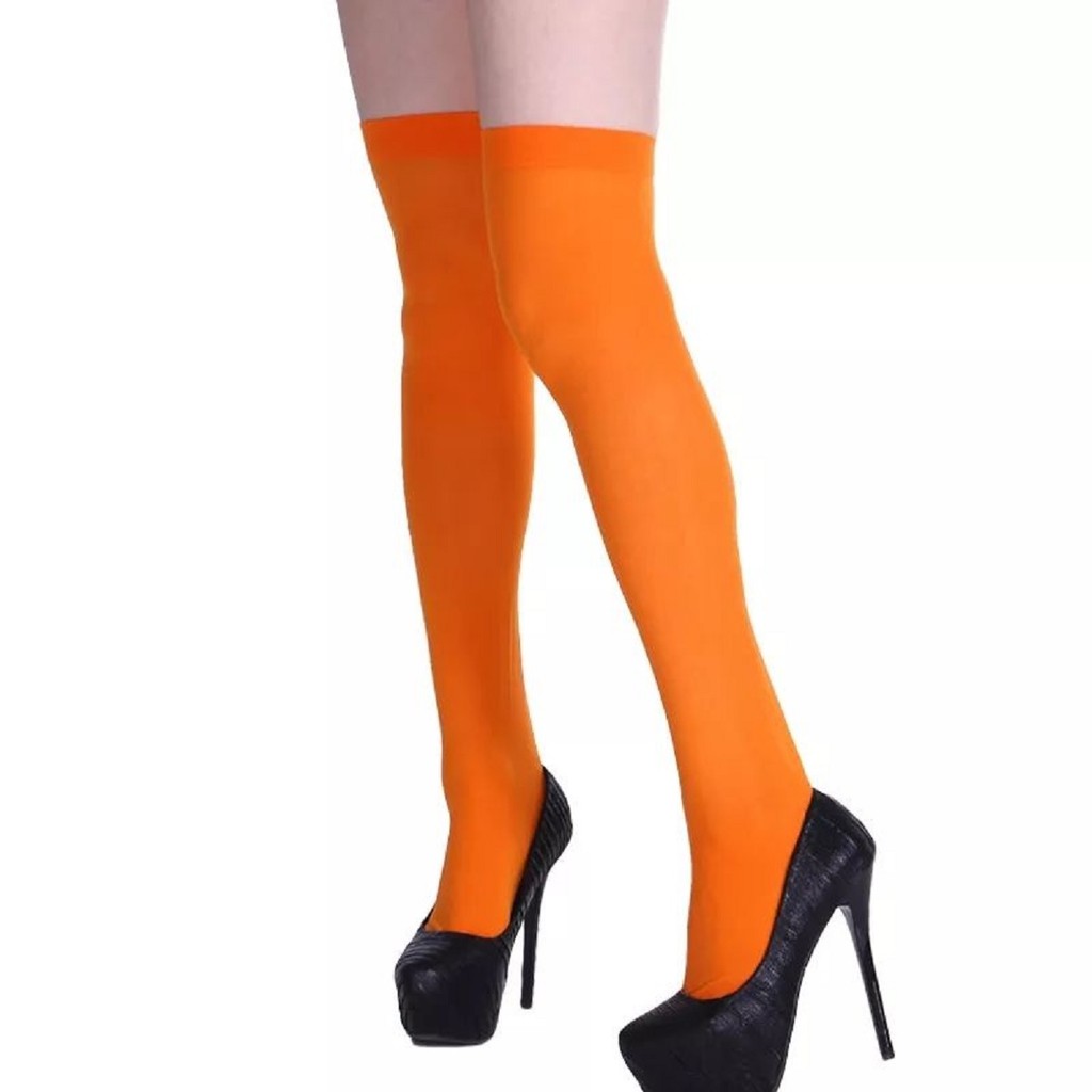 Meia 7/8 Fina até os Joelhos na Cor LARANJA para Festa Fantasia e Cosplay - Palhaço Animação em Oferta na Shopee