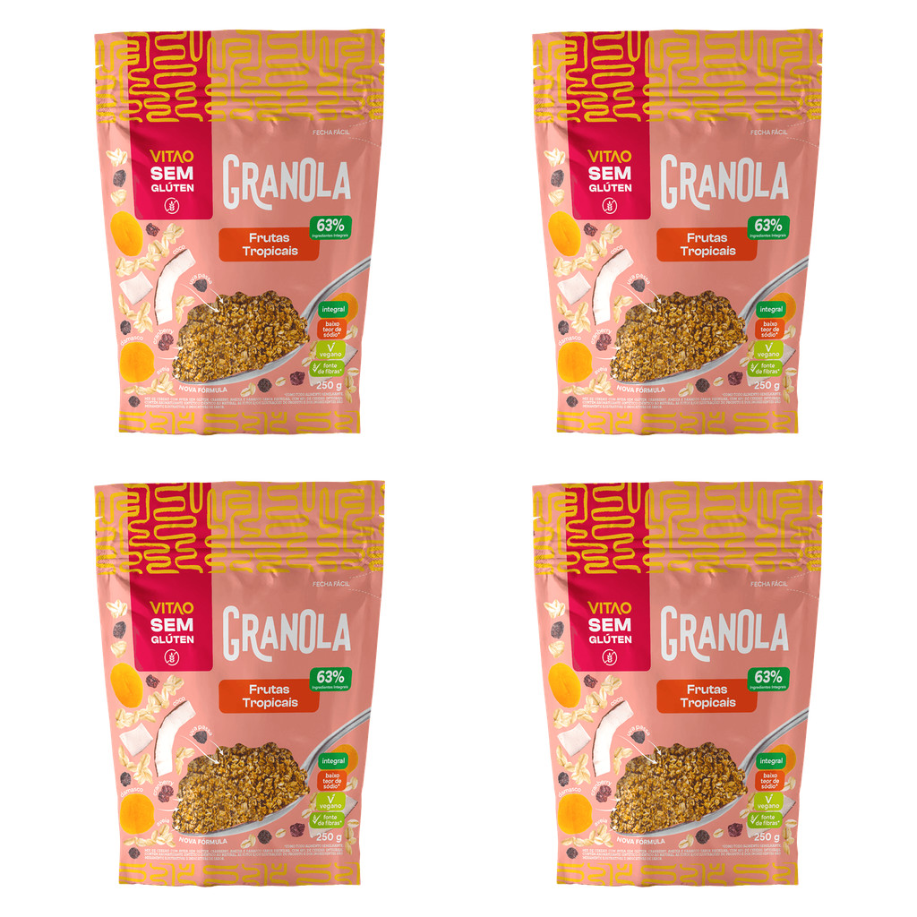 Kit Granola Frutas Tropicais Sem Glúten 250G - 4 Unidades - Food & Beverages
