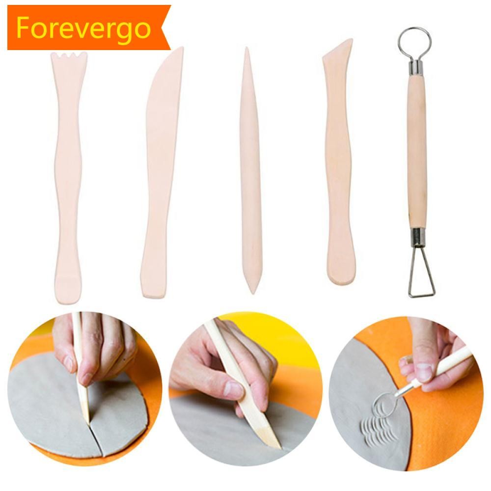 forevergo 5 Peças Ferramentas De Cerâmica De Madeira Artística Escultura Em Argila Cortadores Modeladores De Artesanato 