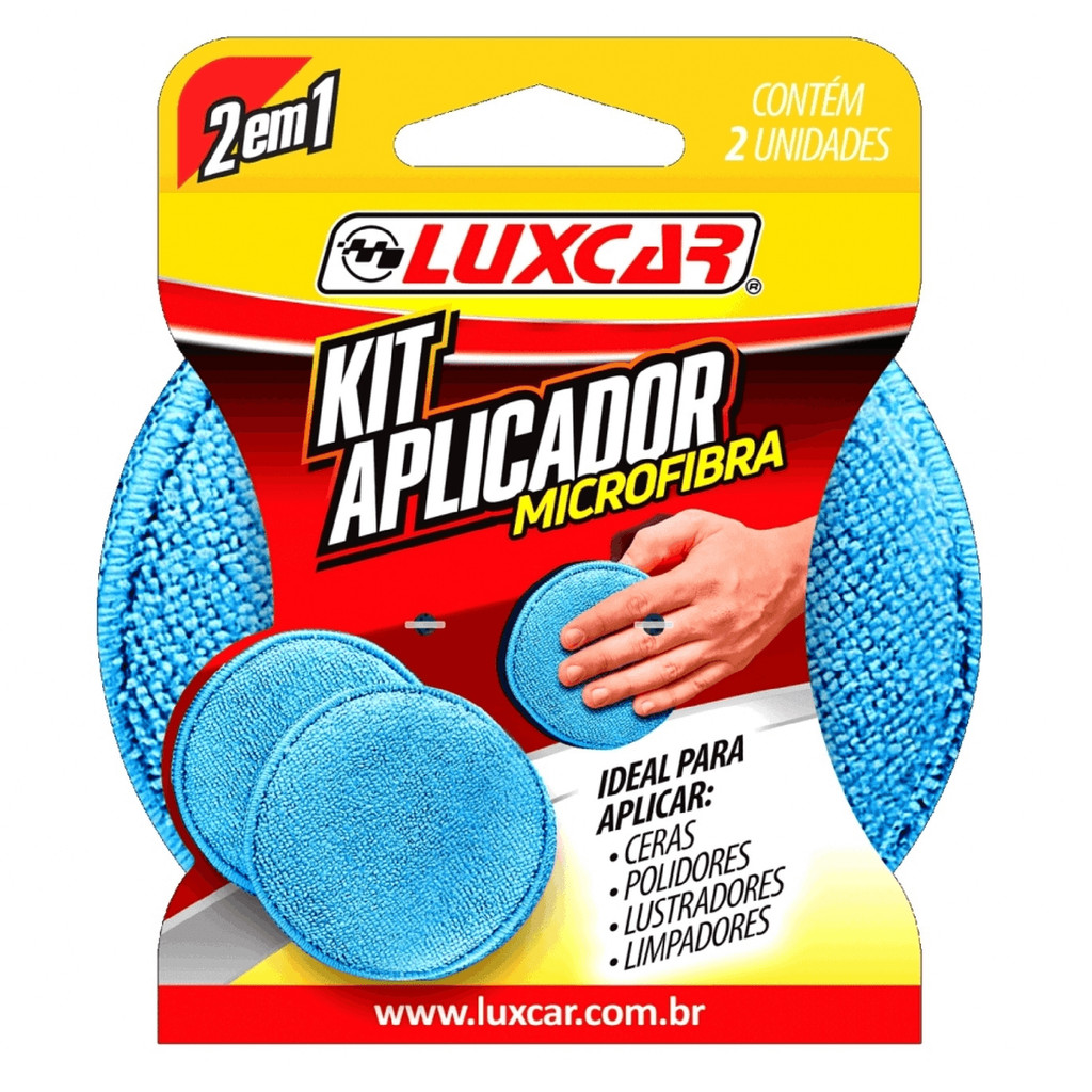 KIT 2 EM 1 APLICADOR MICROFIBRA LUXCAR 2 UNIDADES em Oferta na Shopee