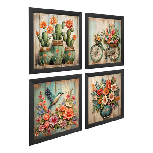 Quadro Decorativo Banheiro Varanda Cactos Flores Moderno Decoração Elegante Exclusivo Lançamento Tamanho GG