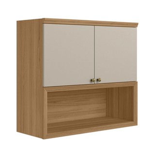 Armário Aéreo Cozinha 80 Cm Selene 2 Portas 100% Mdf Jequitibá/Off White Fosco - Linea Brasil em Oferta na Shopee