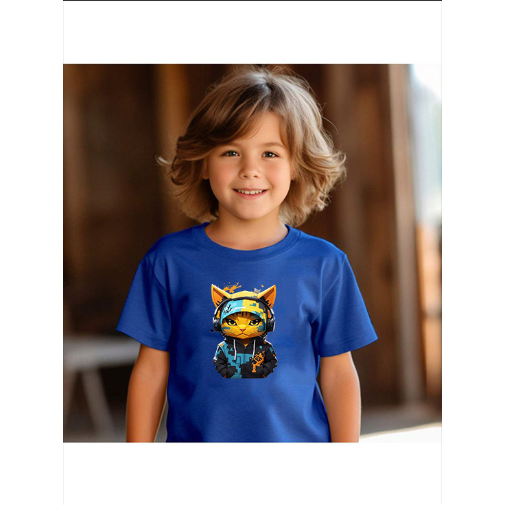 Camiseta Tshirt Infantil Criança Juvenil Bebê Unissex Algodão100% Passeio Casual Gato Fone Estiloso premium Premium Top