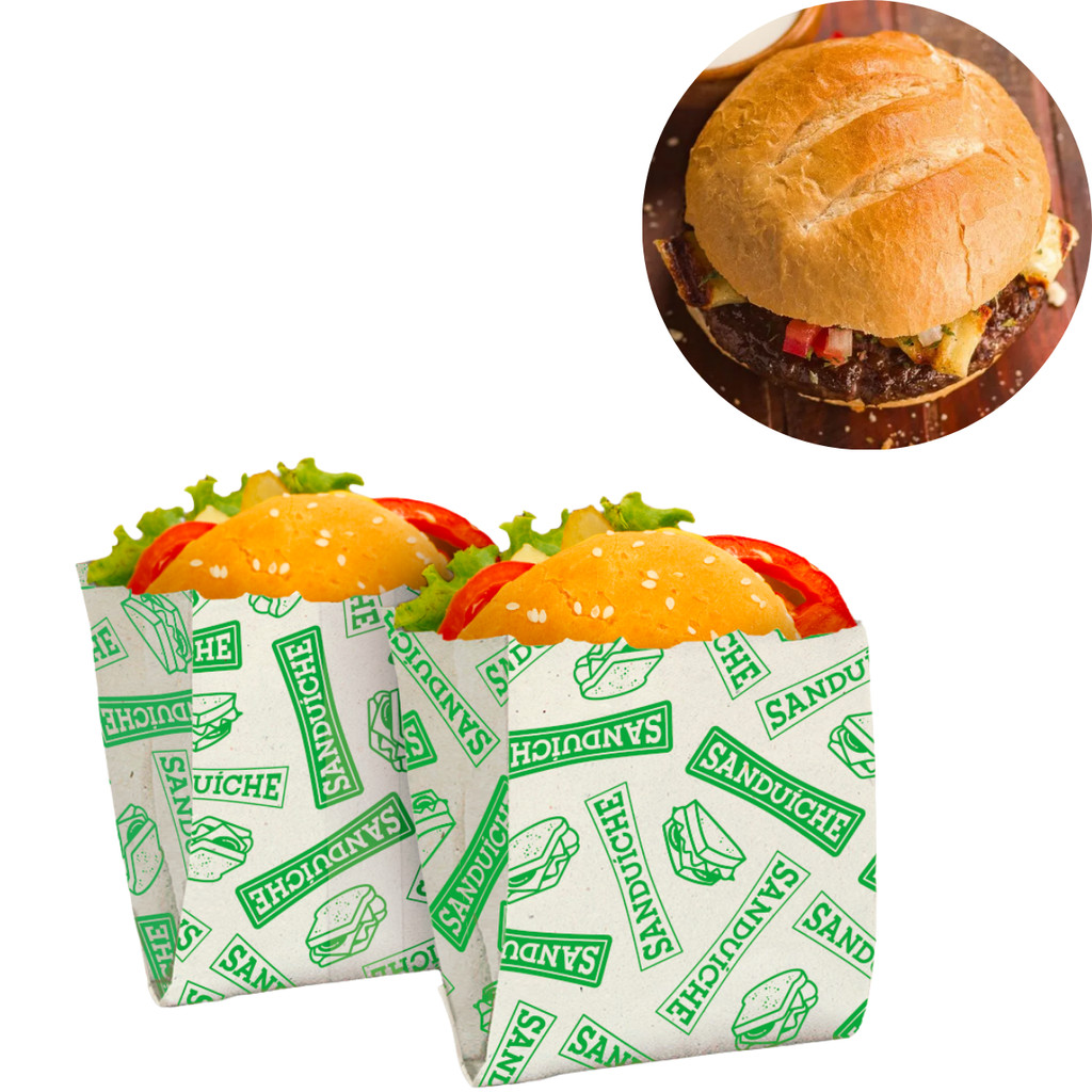 50~300 SACOS DE PAPEL MINI LANCHES SANDUICHE REGINA