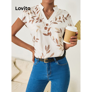 Lovito Elegante Blusa Feminina com Estampa Tropical LBL09040