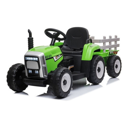 Mini Trator Carrinho Elétrico Infantil 12v Com Carreta Verde 30kg