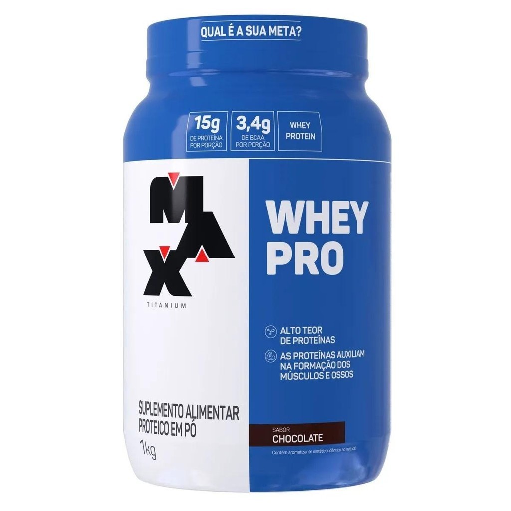 Whey Pro 1kg Chocolate - Max Titanium - Pote