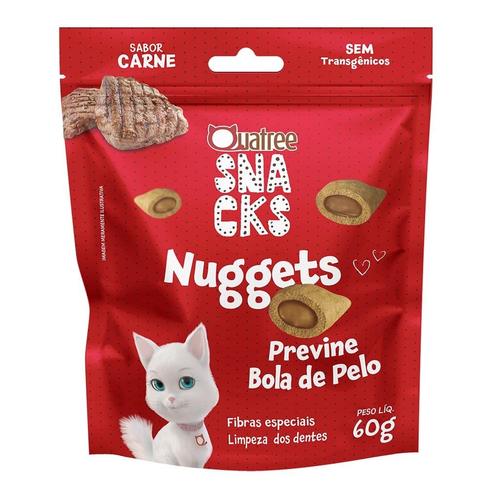 Snack Quatree Nuggets Para Gatos Bola de Pelo Sabor Carne 60g em Oferta na Shopee