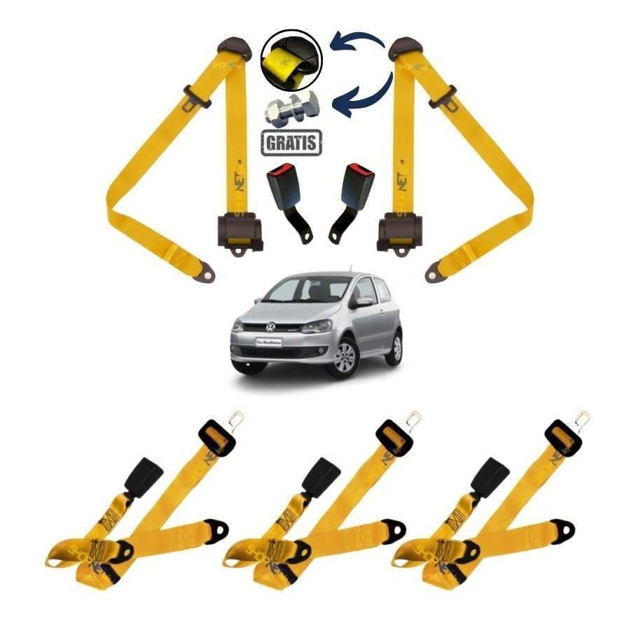 Cinto Segurança Vermelho 5 Bancos Fox 03 14 Frente Retrátil