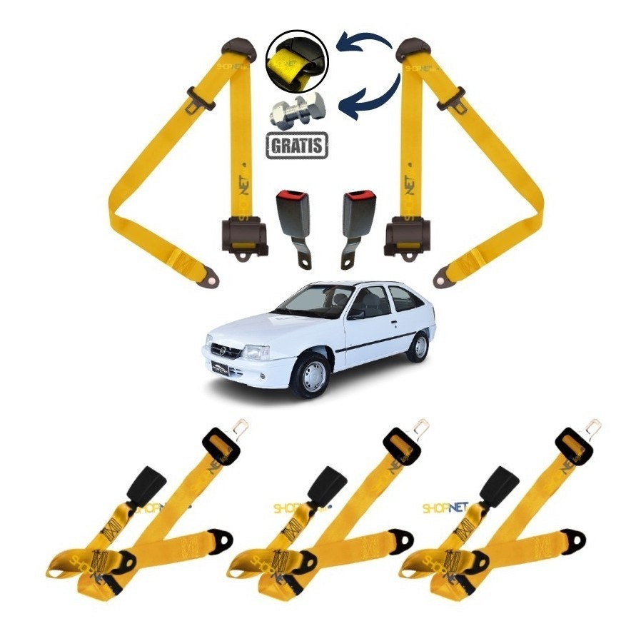 Kit Cinto De Segurança Vermelho Gm Kadett Sl Sle 5 Bancos