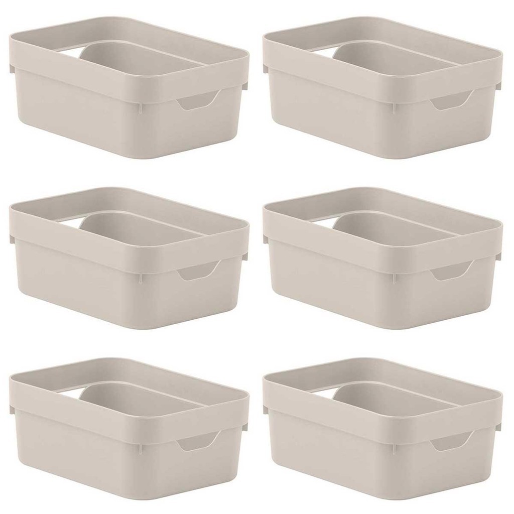 Kit 6 Caixa Plástica 2L Organizadora Multiuso OU Cube Bege em Oferta na Shopee