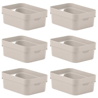 Kit 6 Caixa Plástica 2L Organizadora Multiuso OU Cube Bege em Oferta na Shopee