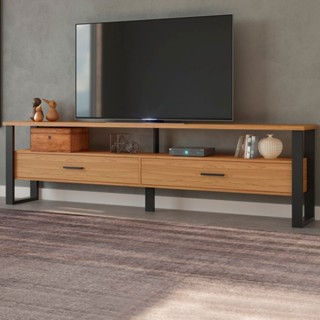 Rack para TV Até 60 Polegadas 2 Gavetas 100% Mdf Freijó/Preto Fosco F43 - Pradel em Oferta na Shopee