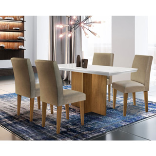 Conjunto Sala de Jantar Olimpia com 4 Cadeiras Grécia Rufato em Oferta na Shopee