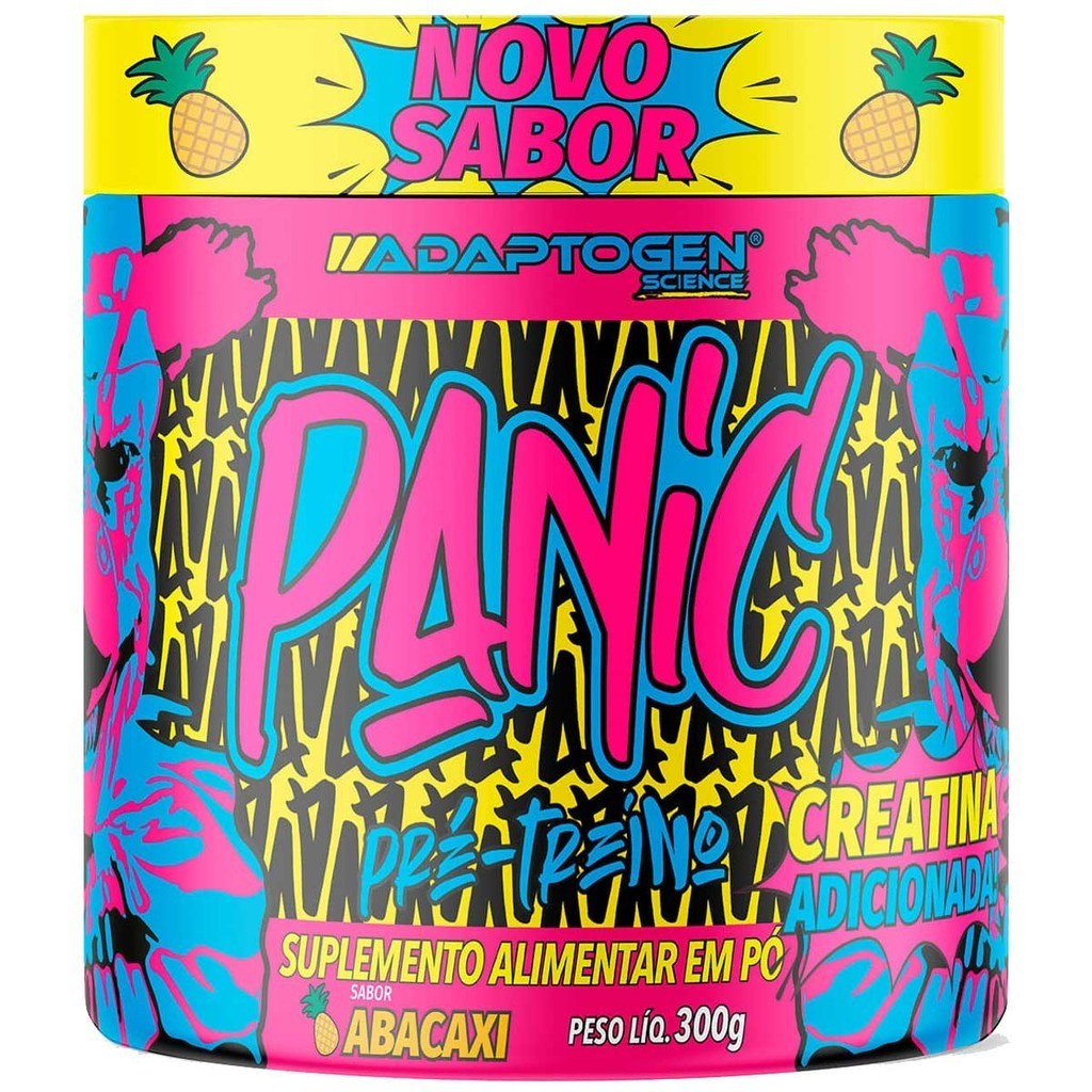 Pré Treino Panic Adaptogen Super Concentrado 300g Abacaxi Panic Explosão de Sabor e Potência