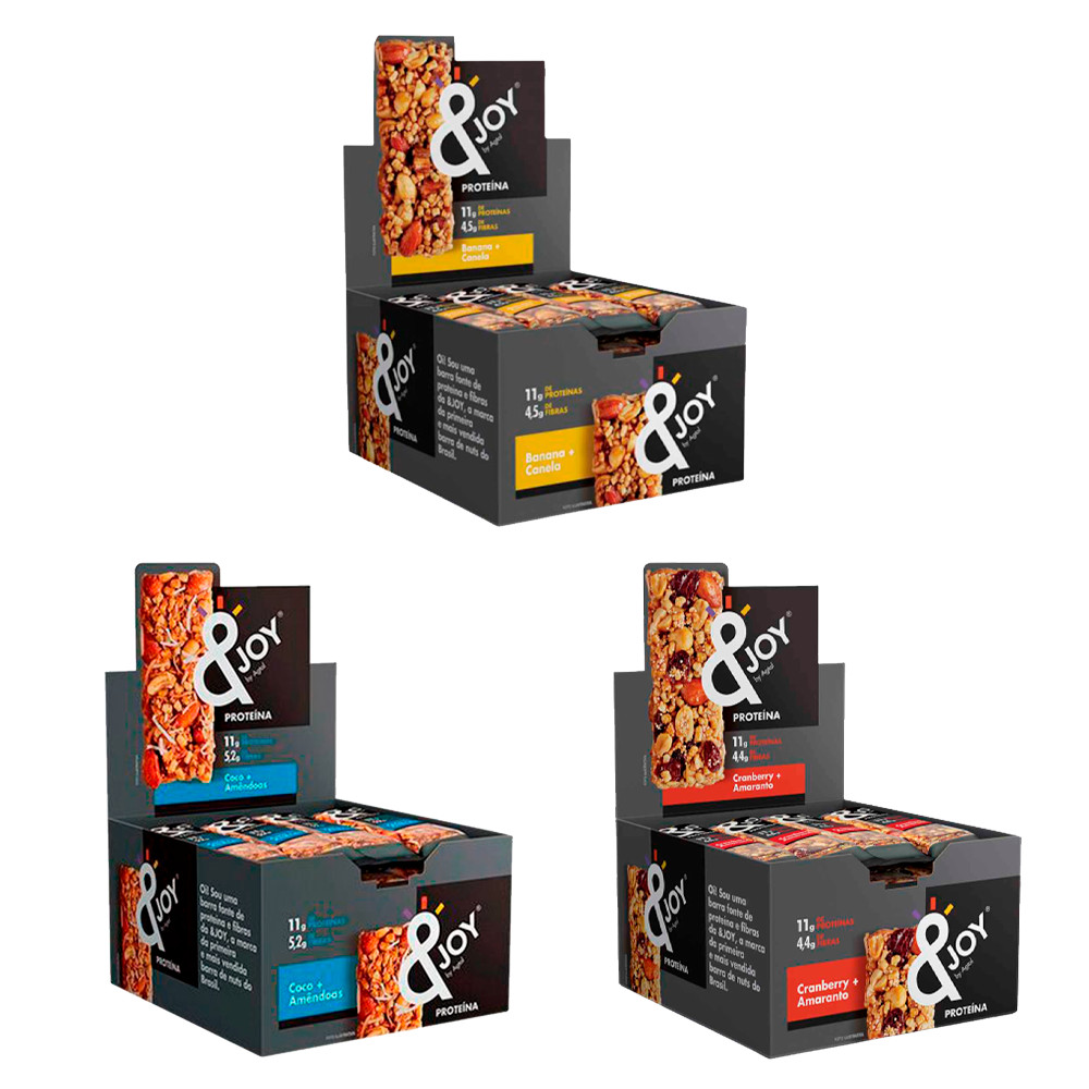 Kit 3 Cxs Barra de Proteína e Nuts &Joy SABORES 36 Un. x 35g