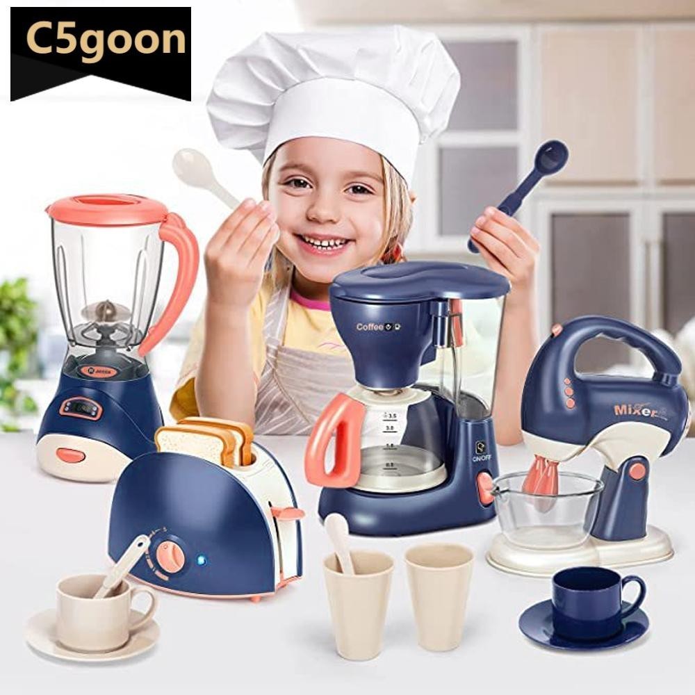 C5GOON Mini Eletrodomésticos Brinquedos De Cozinha , Conjunto De Fingir Com Misturador De Cafeteira E Torradeira Para Crianças Meninas Presentes I9L4