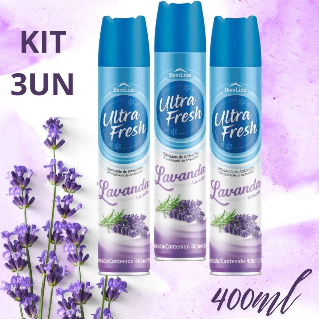 Kit 3x Cheirinho Odorizador Neutralizador de Odores Lavanda Ultra Fresh 400ml Banheiro Residencia em Oferta na Shopee
