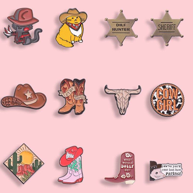 Desenho Animado " Creative Western Cowboy Style Series " Broche De Esmalte Acessórios De Moda Bolsa Escolar Crachá Presente Para Amigos em Oferta na Shopee