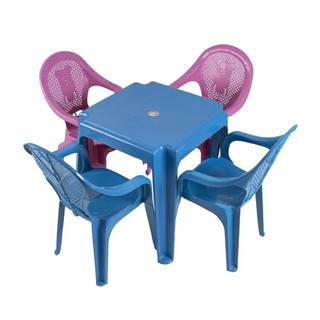 Kit Mesa Mais 2 Cadeiras Rosa e 2 Azul Infantil 58x26cm Teddy em Oferta na Shopee