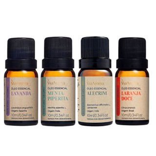 Kit 4 Óleo Lavanda, Menta, Alecrim, Laranja Doce Via Aroma em Oferta na Shopee