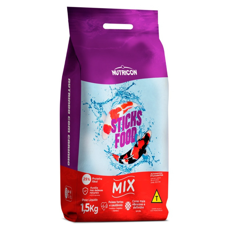 Ração Nutricon Sticks Food Mix para Peixes 1,5kg