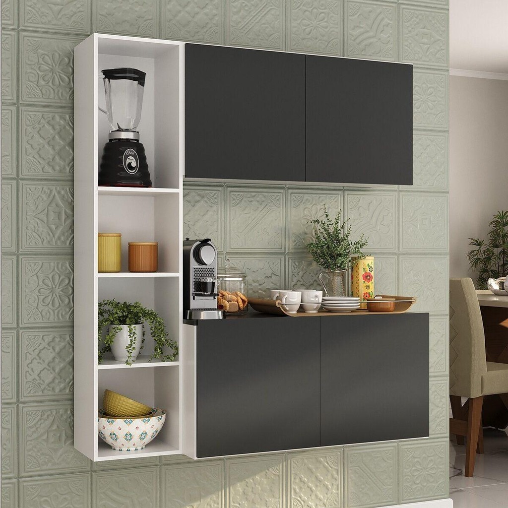 Armário de Cozinha Compacta com Balcão Linea Fit 4 Portas Multimóveis MP2218 em Oferta na Shopee