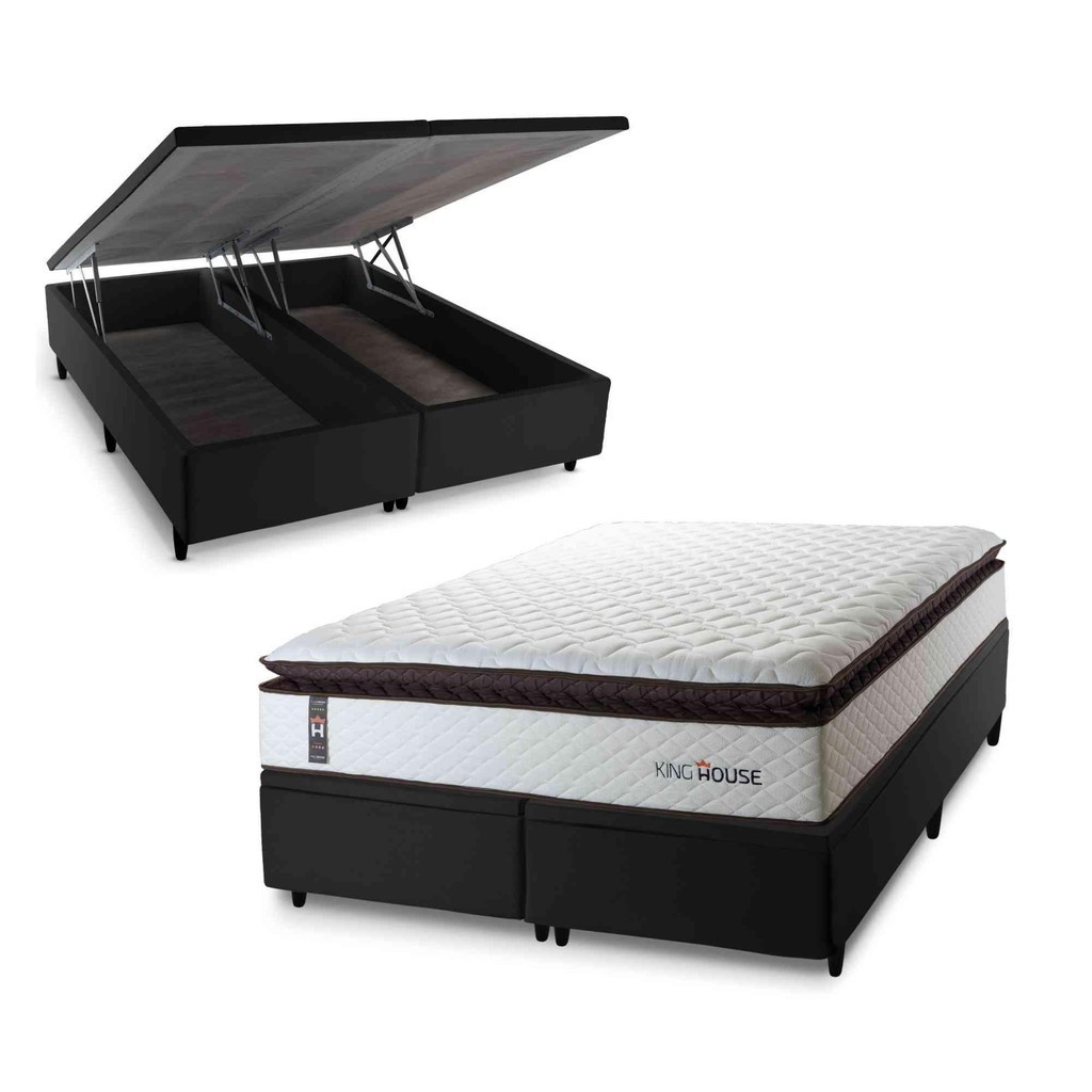 Conjunto Box Baú San Diego Branco 193x203x74 Espuma D33 em Oferta na Shopee