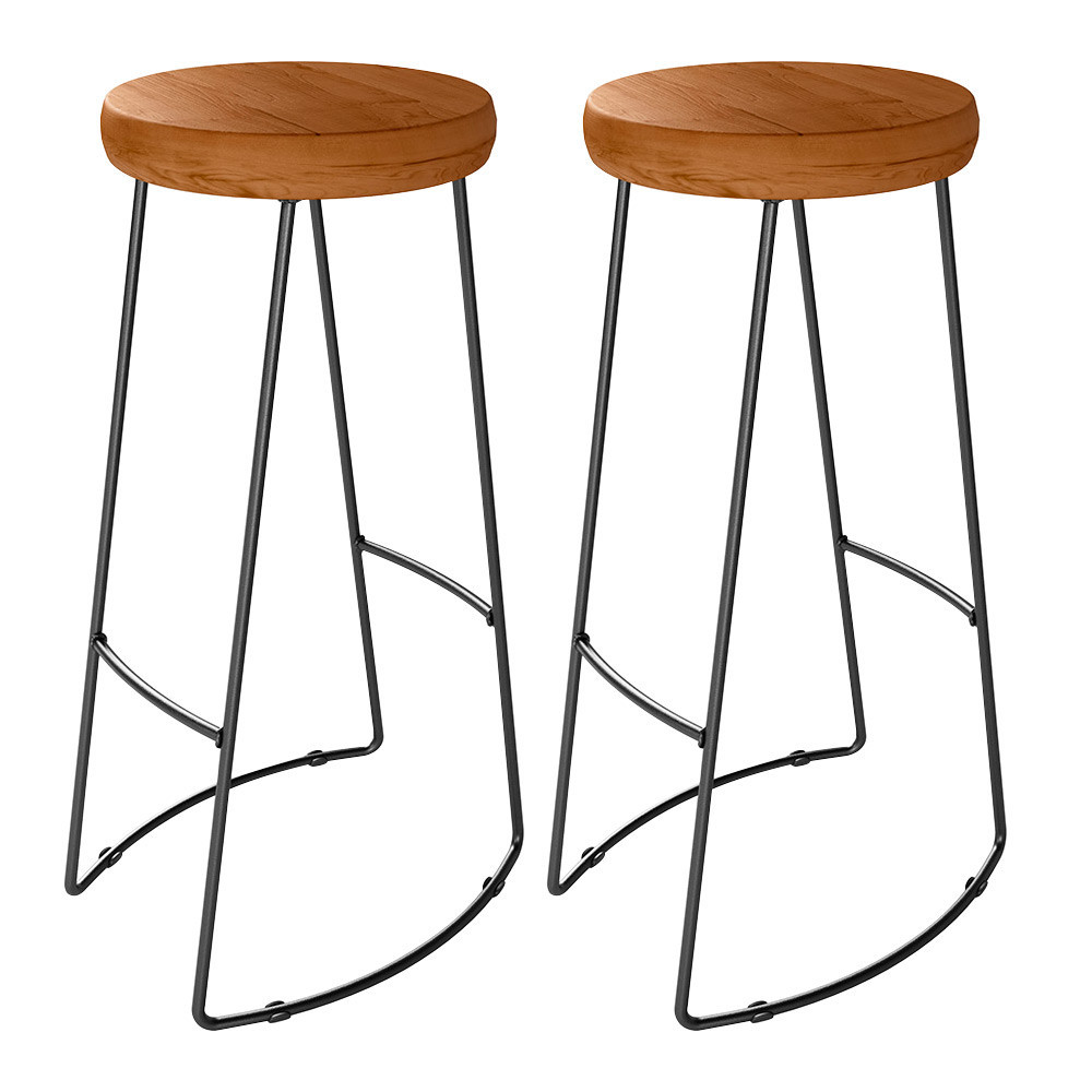 Kit 02 Banquetas Altas Industrial Para Cozinha Sala de Jantar Maia D01 Peroba Rosa - Lyam Decor