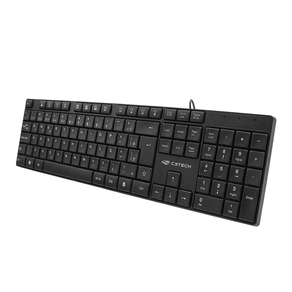 Teclado Com Fio USB C3Tech Multimídia Layout ABNT2 - KB-M11BK