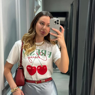 camiseta basica manga curta estampa cherries cereja t shirt do P ao GG em Oferta na Shopee