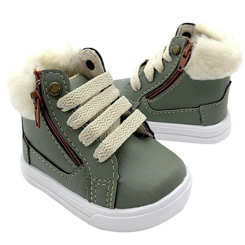 Sapatinho de Bebê Calçado Tênis Bota Verde Militar Com Pelinhos Menina Menino Unissex em Oferta na Shopee