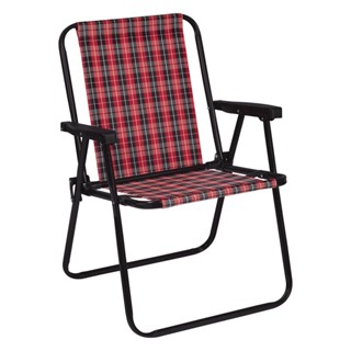 Cadeira De Praia Alta De Aço Mor Xadrez Carmin - 2054 em Oferta na Shopee