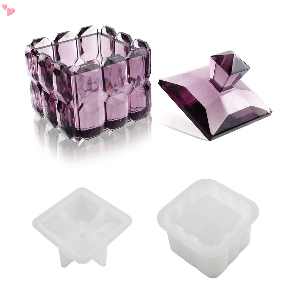 Molde De Resina Vintage Quadrado Com Tampa De Silicone Para Caixa De Armazenamento Fundição Epóxi Kits De Artesanato Em