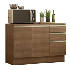 Balcão de Pia Armário de Cozinha 120 cm 2 Portas e 3 Gavetas (Com Tampo) Rustic Glamy Madesa