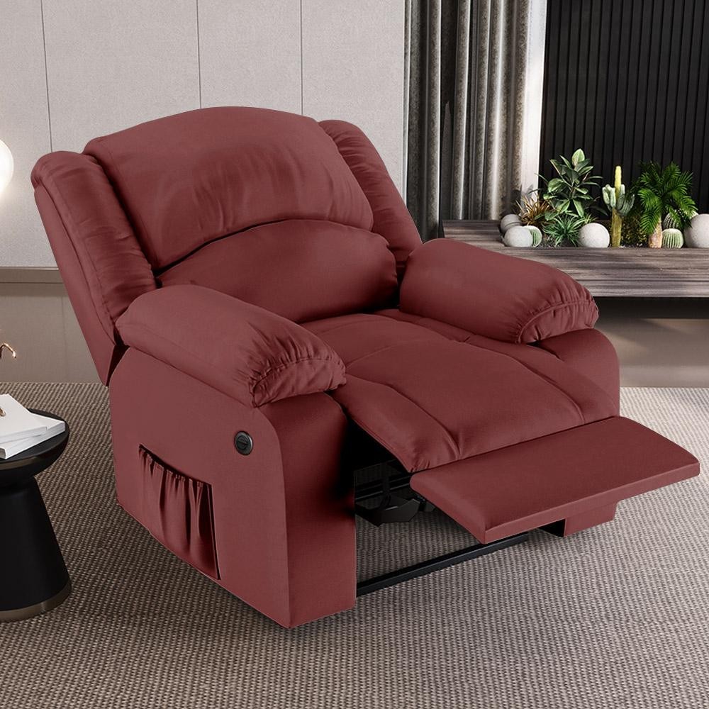 Imagem Poltrona do Papai Reclinável Sala de Cinema Madrid Power Elétrica Massagem USB PU Vermelho  G23