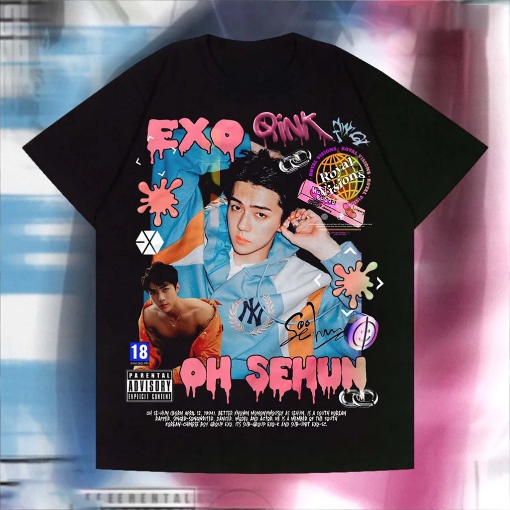 Camisa Camiseta Básica T-shirt Unissex Algodão Grupo Kpop Exo Sehun 90'