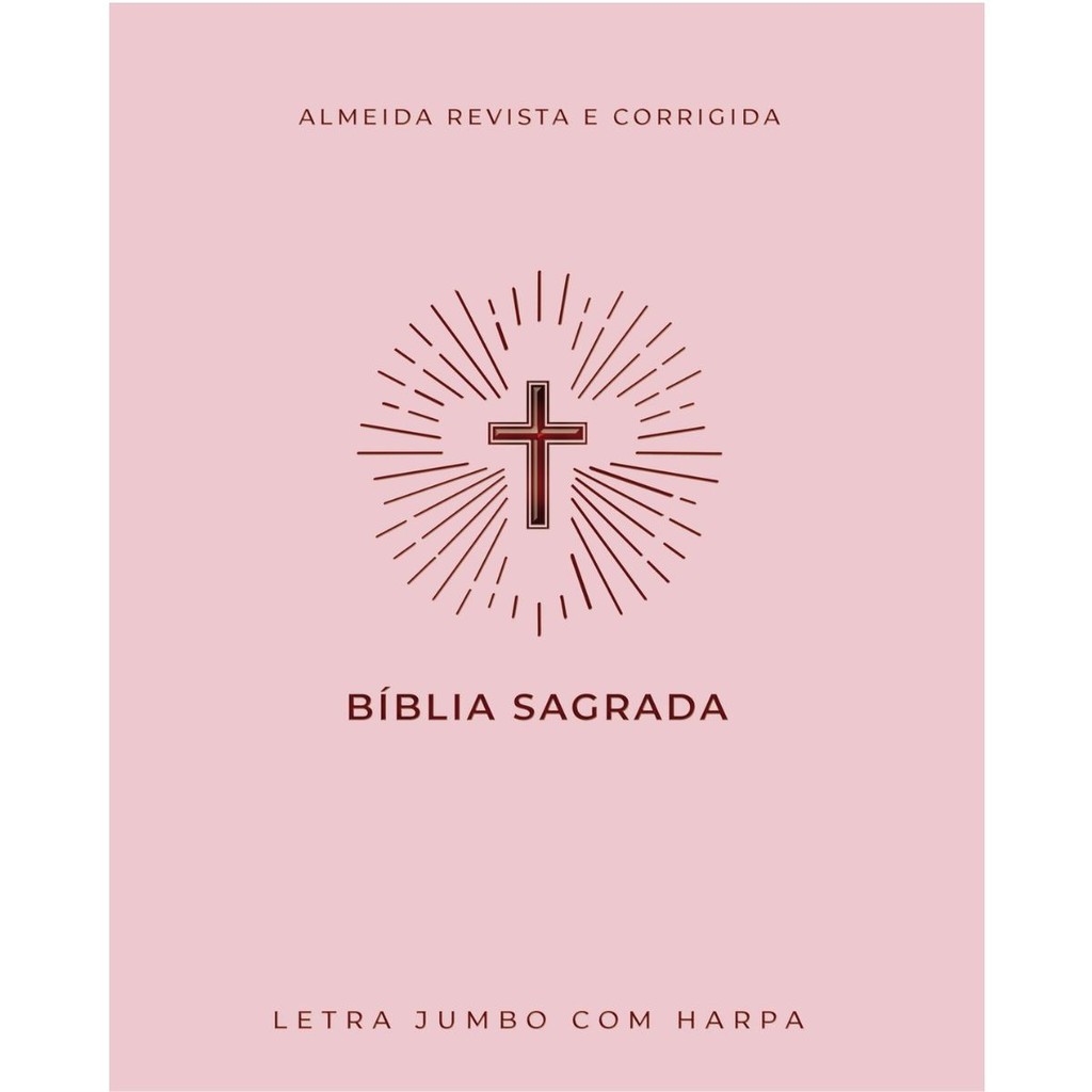 Bíblia Sagrada | Letra Jumbo | ARC com Harpa | Palavras de Jesus em Vermelho | Cruz Rosa em Oferta na Shopee