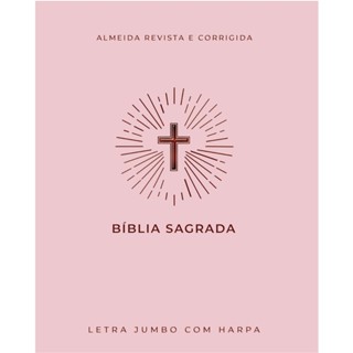 Bíblia Sagrada | Letra Jumbo | ARC com Harpa | Palavras de Jesus em Vermelho | Cruz Rosa em Oferta na Shopee