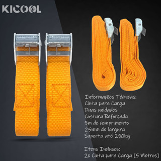 Kit 2 Cinta Para Amarrar Carga Sem Catraca Até 250 Kg 5 Metros Fita Para Amarração em Oferta na Shopee