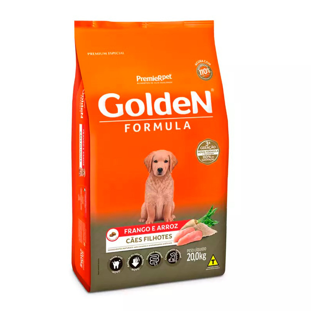 Ração Premier Golden Fórmula Cães Filhotes de Porte Médio e Grande Frango e Arroz 20kg em Oferta na Shopee
