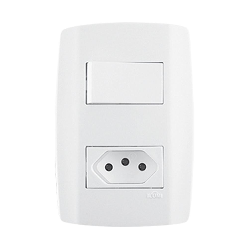 Conjunto Interruptor Simples com Tomada 10A Slim Ilumi em Oferta na Shopee