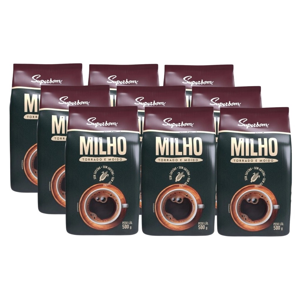 kit 9 Pó De Café De Milho Torrado E Moído Superbom 500g