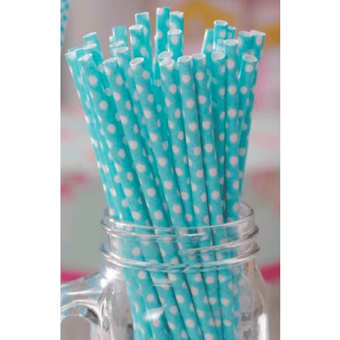 Canudo de Papel Poá de Bolinha - Pacote com 25 Unidades